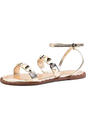 Santa Rosa Sandália Feminina Rasteirinha Dourada Ouro Light Tachas