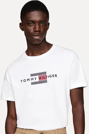 Tommy Hilfiger Camiseta Masculina Regular Flag Embro Branca
