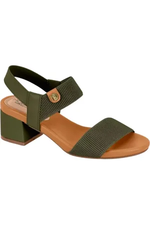 Nanda Manu Sandália Feminina Elástico Salto Bloco Conforto Verde-Militar