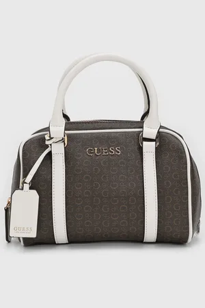 Guess Bolsa Tiracolo Monograma Alça Dupla Café