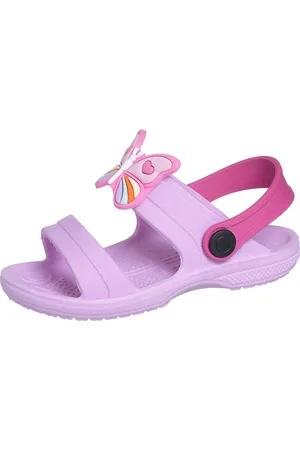 Minipasso Infantil - Sandália Papete Borracha Menina Confortável e Leve, Rosa e Pink com Enfeite de Borboleta