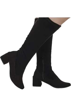 LÓRIS SHOES Bota Feminina Lóris Shoes Cano Longo com Stretch Salto Grosso e Bico Fino Moda Fashion 634