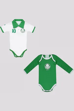 Torcida Baby Kit Palmeras Bodys Polo Branco e Manga Longa