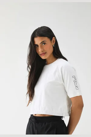 Fila Camiseta Cropped Reta Transfer Off-White