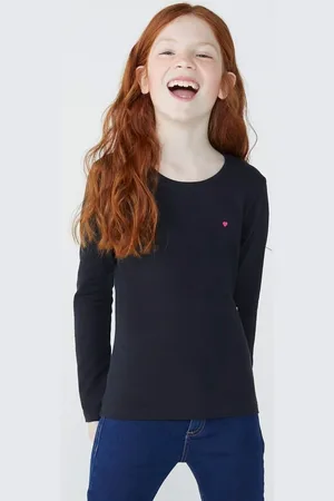 Hering Infantil - Blusa Básica Menina Manga Longa Com Patch Tam 1 A 16