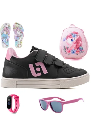 CALCADOS LGHT LIGHT Infantil - Tenis Casual Meninas Street Calce Facil + Mochila Chinelo Oculos e Relogio