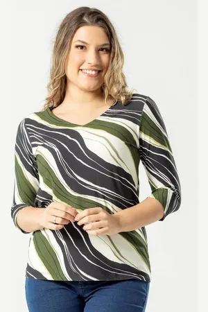 Pau a Pique Blusa 3/4 Estampada - GG