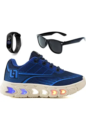 CALCADOS LGHT LIGHT Infantil - Tenis de Led Meninos Escolar Calce Facil Confortavel + Oculos e Relogio