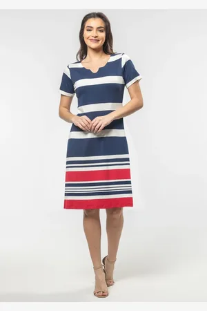 Pau a Pique Vestido Listrado e Vermelho MARINHO - XL