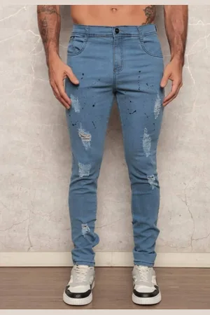 Avec Calça Jeans Masculina Jogador Super Skinny com Elastano Confortável Justa ao Corpo Dêlave