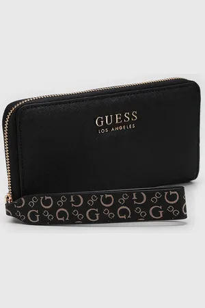Guess Carteira Retangular Logo Alça De Mão Preta