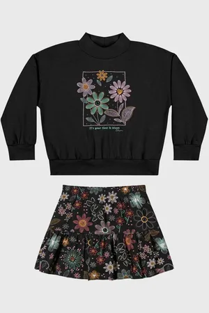 Elian Infantil - Conjunto 2pçs Manga Longa Bluaa E Saia