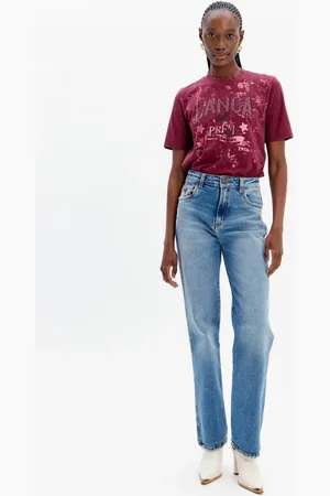 LANCA PERFUME Calça Jeans Reta Com Cintura Alta E Bolsos