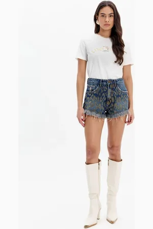 LANCA PERFUME Short Jeans Comfort Com Aplicação E Cintura Alta