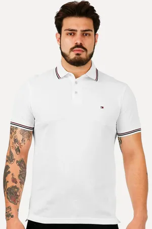 Tommy Hilfiger Polo Masculina Slim Tipped Collar Branca