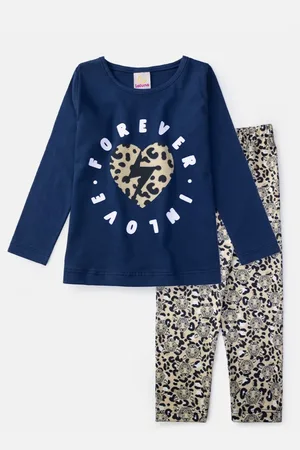 LALUNA Infantil - Conjunto Feminino Meia Estação Forever Inlove Marinho 528