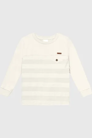 BRANDILI MUNDI Infantil - Camiseta Manga Longa Listrada Off-White