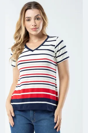 Pau a Pique Blusa Listrada Manga Curta - GG