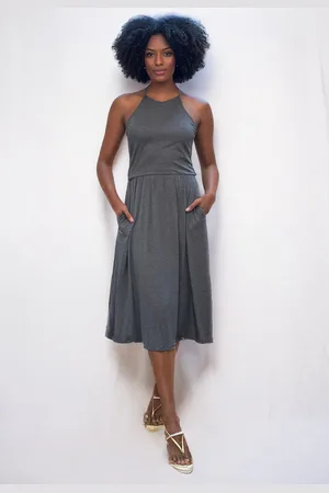 Amazonia Vital Vestido Midi Jennifer Malha Trapézio com Bolso Mescla