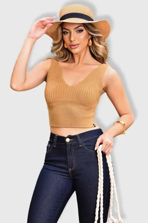 Revanche Top Cropped de Tricot Feminino Barinas