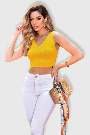 Revanche Top Cropped de Tricot Feminino Barinas