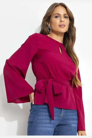 QUINTESS Blusa Em Crepe Plano Magenta