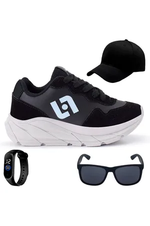 CALCADOS LGHT LIGHT Infantil - Tenis Meninos Jogger Escolar Casual Camurça + Bone Oculos Relogio