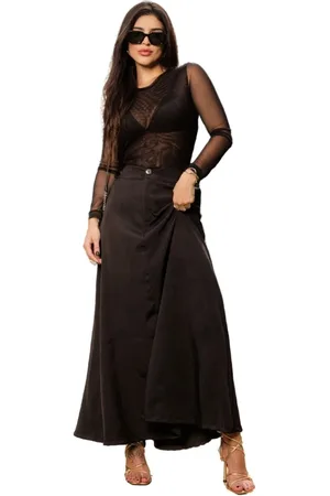 Cia do Vestido Saia Midi Cintura Alta Alfaiataria Rainne