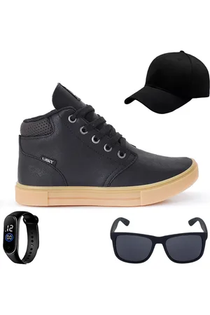 CALCADOS LGHT LIGHT Infantil - Tenis Botinha Meninos Casual Cano Alto Confortavel + Bone Oculos Relogio