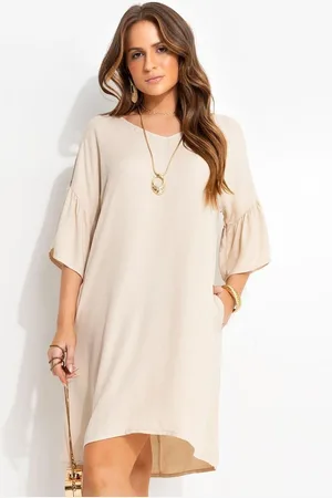 QUINTESS Vestido Em Viscose Plana Sarjada