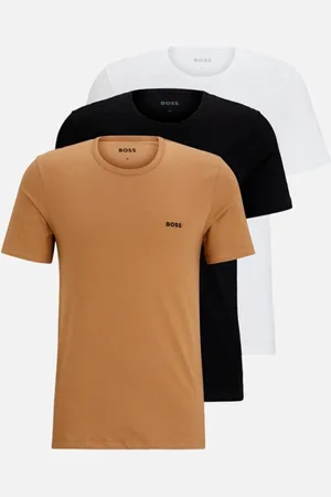 HUGO BOSS Pack Três Camisetas Básicas Preta/Bege/Branca