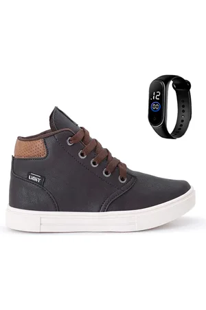 CALCADOS LGHT LIGHT Infantil - Tenis Botinha Meninos Casual Cano Alto Confortavel + Relogio