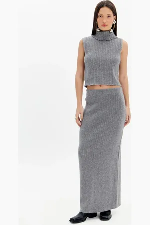 My Favorite Things Saia Midi Com Fenda Tricot