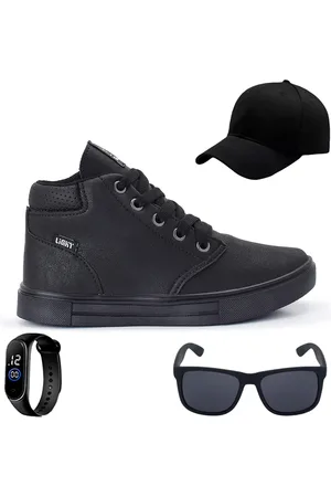 CALCADOS LGHT LIGHT Infantil - Tenis Botinha Meninos Casual Cano Alto Confortavel + Bone Oculos Relogio