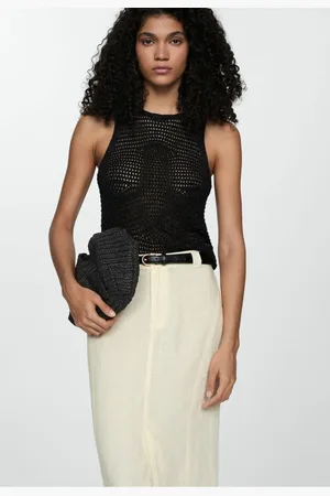 MANGO Regata Tricot Ajustada Lurex Preta