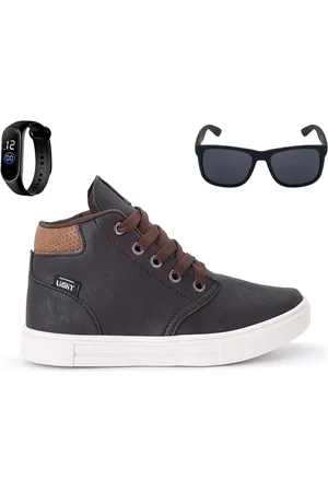 CALCADOS LGHT LIGHT Infantil - Tenis Botinha Meninos Casual Cano Alto Confortavel + Oculos Relogio