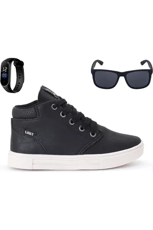 CALCADOS LGHT LIGHT Infantil - Tenis Botinha Meninos Casual Cano Alto Confortavel + Oculos Relogio