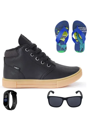 CALCADOS LGHT LIGHT Infantil - Tenis Botinha Meninos Casual Cano Alto Confortavel + Chinelo Oculos Relogio