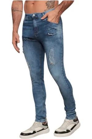 Avec Calça Jeans Masculina Jogador Super Skinny Premium com Elastano Confortável Justa ao Corpo Escuro