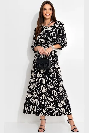 QUINTESS Vestido Em Malha De Viscose Floral Artístico