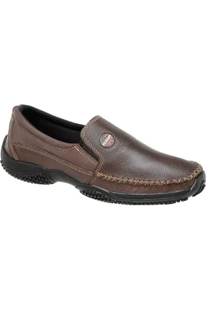 Tchwm Shoes Sapatilha Mocassim De Couro Café Com Solado Em Borracha 16000M