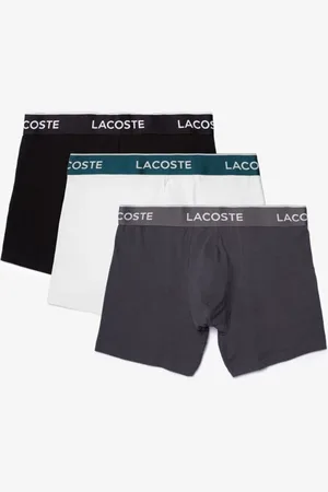 Lacoste Pack de três boxers masculinas em algodão com cós assinado