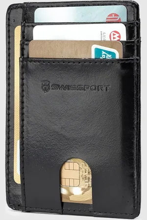 Swissport Carteira Masculina Minimalista Fina Porta Cartões Dinheiro Cnh B