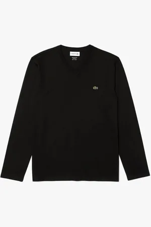 Lacoste Camiseta masculina decote V em jérsei de algodão