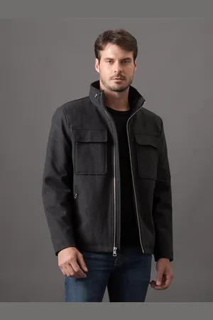 Calvin Klein Casaco Masculino Lã Bolsos Embutidos - Mescla