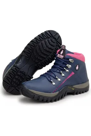 BIA Bota Coturno Adventure Feminino para Trilha Trekking Confortavel Azul Pink