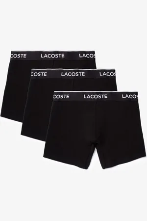 Lacoste Pack de três boxers masculinas em algodão com cós assinado