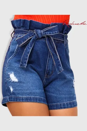 Revanche Shorts Jeans Clochard Com Cinto Feminino Mairi
