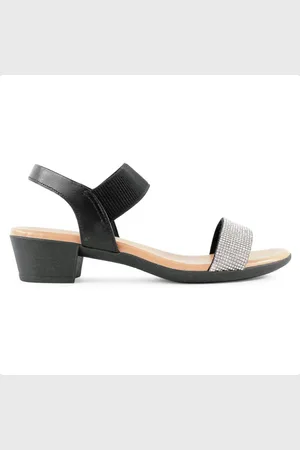 USAFLEX Sandália Salto Bloco Strass Feminina