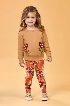 Elian Infantil - Conjunto Menina Flores Com Pompom